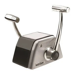 VETUS Twin lever remote control, top mounting, with stainless steel (AISI 316) handles and T-bars and black/grey aluminium housing