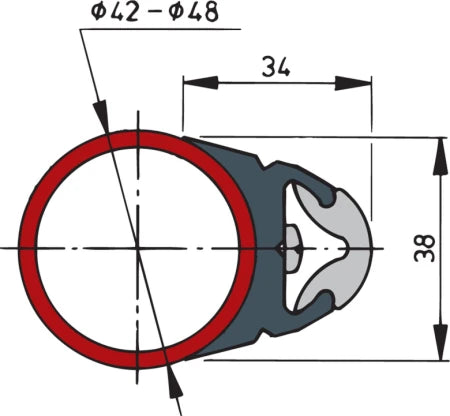 VETUS Vinyl rubbing strake, Ø 42 - 48 mm, dark grey, coil of 30 m (price per m) ROND4248L