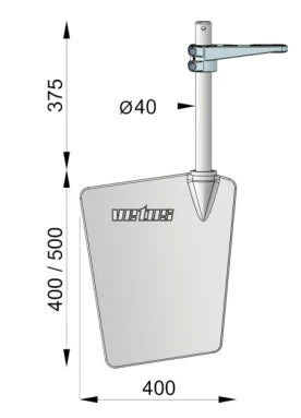 VETUS Stainless steel (AISI 316) rudder L= 500 mm, incl. rudder arm RUDS5040