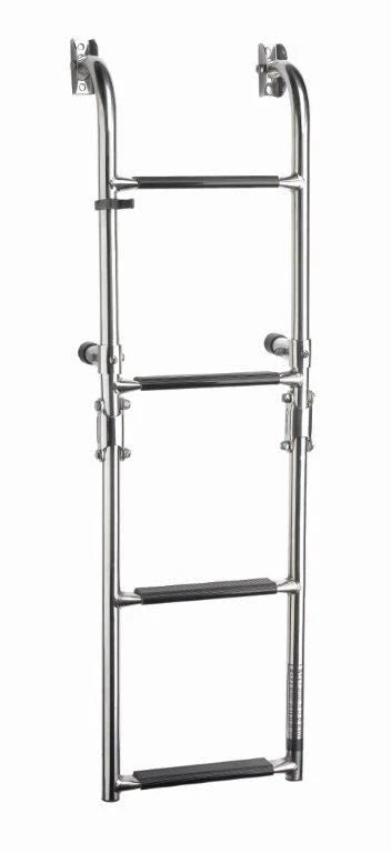 VETUS Folding stainless steel (AISI 316) boarding ladder, transom mounted, with 4 steps, unfolded length 905 mm SLF4A