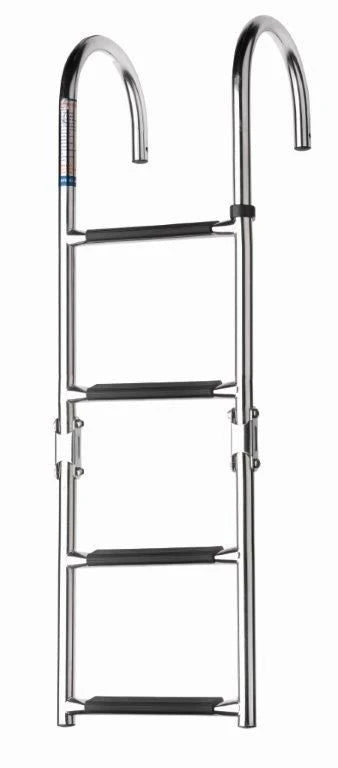 VETUS Folding stainless steel (AISI 316) boarding ladder, deck mounted, 4 steps, unfolded length 920 mm SLFB4A
