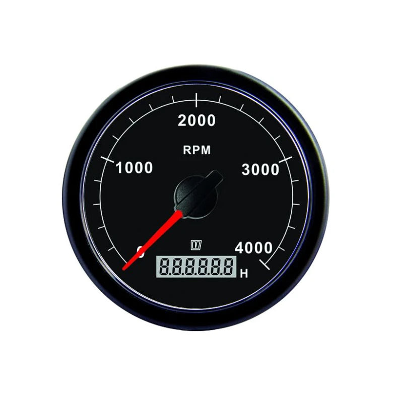 VETUS Revolution counter/hour counter, black, 12/24 V, (0-4000 RPM), cut-out size Ø 100 mm  TACHB4000
