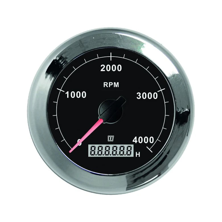 VETUS Revolution counter/hour counter, black, 12/24 V, (0-4000 RPM), cut-out size Ø 100 mm  TACHB4000