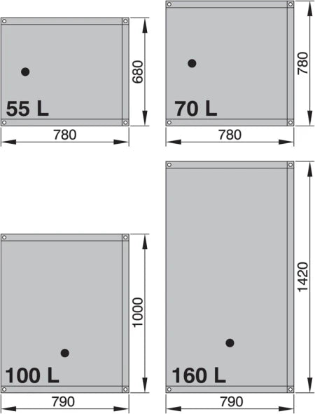 VETUS Waste water tank, 100 L (incl. right angle hose connections of Ø 16 and Ø 38 mm) TANKV100