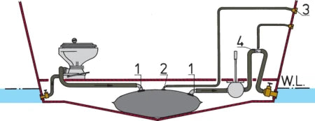 VETUS Waste water tank, 160 L (incl. right angle hose connections of Ø 16 and Ø 38 mm) TANKV160