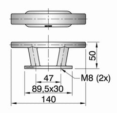 VETUS Cleat stainless steel (AISI 316) type TAURUS 1, length 140 mm TAURUS01