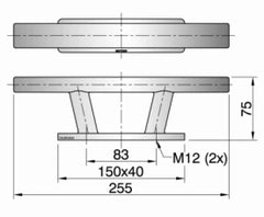 VETUS Cleat stainless steel (AISI 316) type TAURUS 3, length 255 mm TAURUS03
