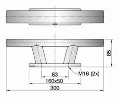 VETUS Cleat stainless steel (AISI 316) type TAURUS 4, length 300 mm TAURUS04