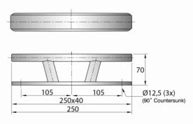 VETUS Cleat stainless steel (AISI 317) type TAURUS 7, length 250 mm TAURUS07