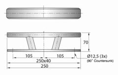 VETUS Cleat stainless steel (AISI 317) type TAURUS 7, length 250 mm TAURUS07