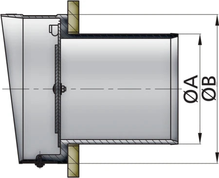 VETUS Synthetic transom exhaust connection with check valve, TC100, Ø 100 mm  TC100