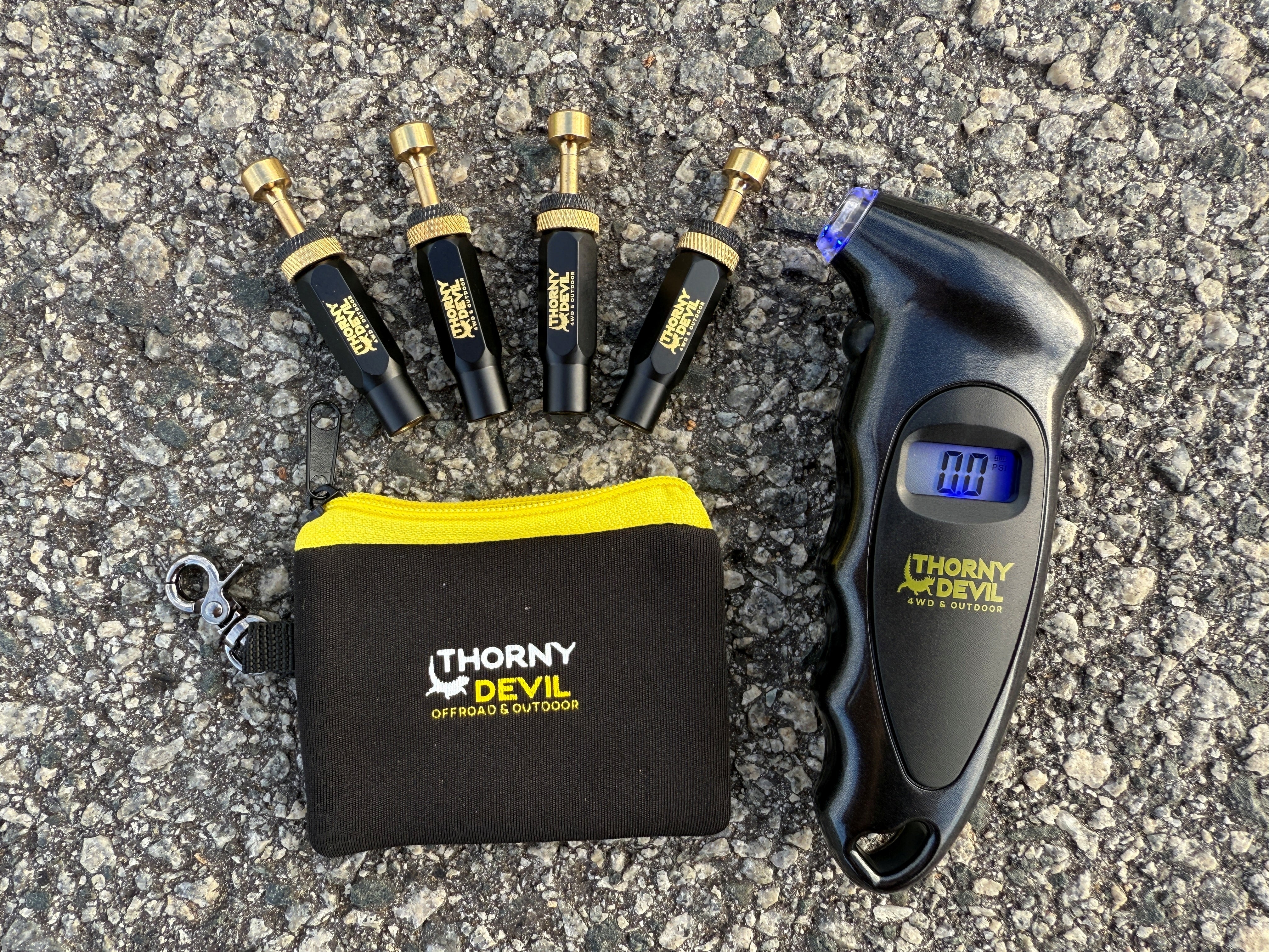 Premium Tyre Deflators & Digital Gauge Combo - 6pc Set