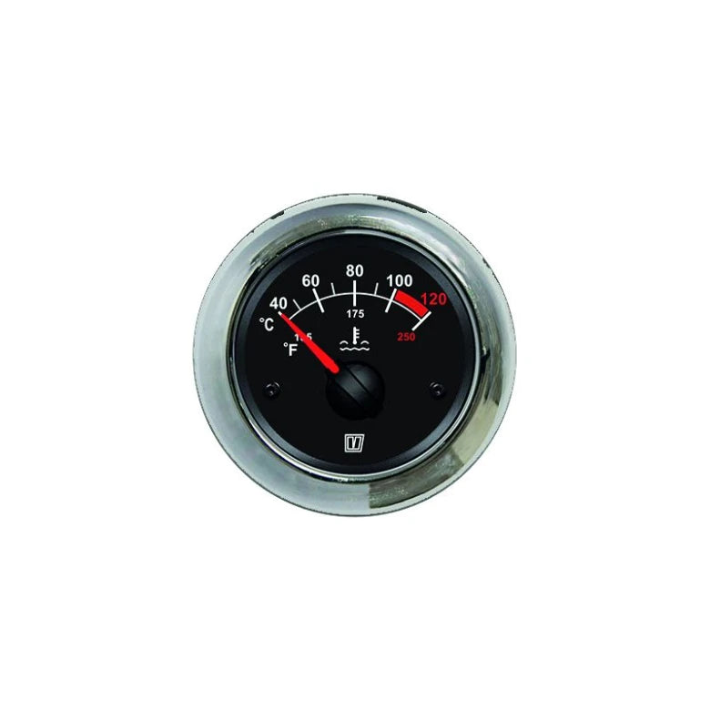 VETUS Water temperature gauge, black, 12/24 V (40-120°C), cut-out size Ø 52 mm (excl. sensor)  TEMPB