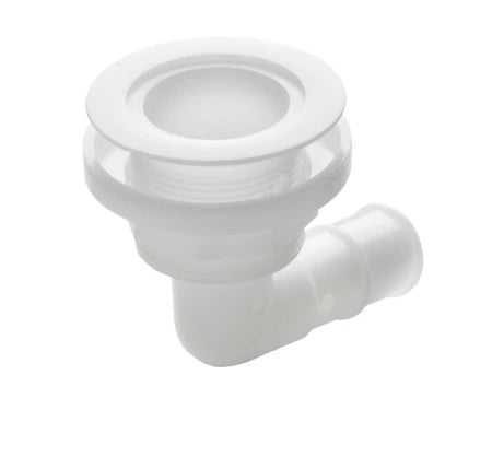 VETUS Thru-hull, 90 degree angled with low flange, Delrin, for hose Ø 25 mm (1") THRH25BL