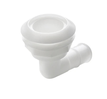 VETUS Thru-hull, 90 degree angled with high flange, Delrin, for hose Ø 28 mm (1 1/8") THRH28BH