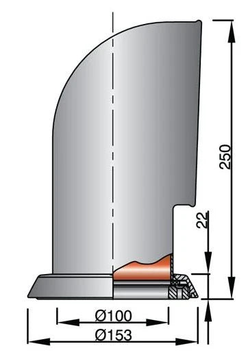 VETUS Cowl ventilator Ø 100 mm ID, type Tom, Stainless Steel AISI 316, with red interior (incl. ring and nut) TOM316R