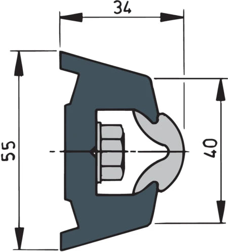 VETUS Vinyl rubbing strake, dark grey, TRAP 55 x 34 mm, coil of 20 m, (price per m) TRAP5534