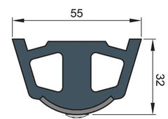 VETUS Vinyl rubbing strake, white, TRAP 55 x 34 mm, coil of 20 m, (price per m) TRAP55W