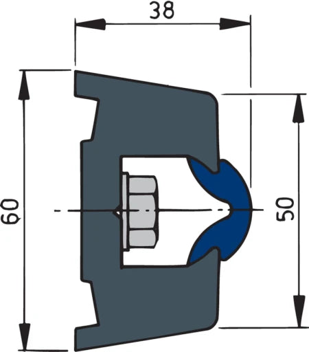 VETUS Vinyl rubbing strake, dark grey, TRAP 60 x 38 mm, coil of 20 m, (price per m) TRAP6038