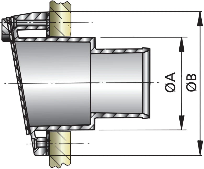 VETUS Synthetic transom exhaust connection with check valve Ø 40 mm TRC40PV