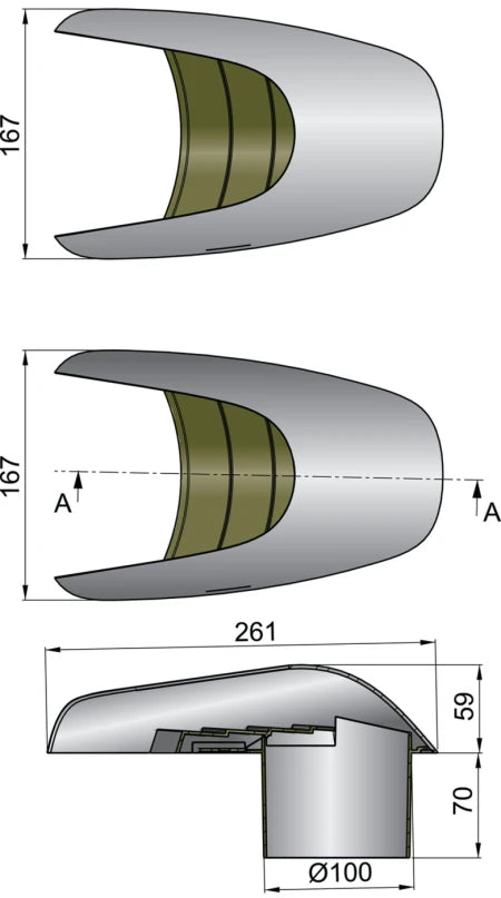 VETUS Shell ventilator type Typhoon Ø 100 mm TYP100