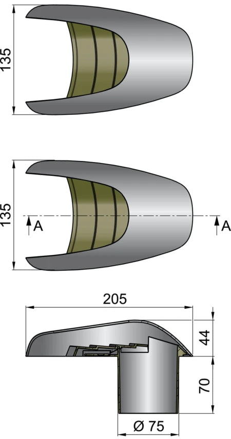 VETUS Shell ventilator type Typhoon Ø 75 mm TYP75