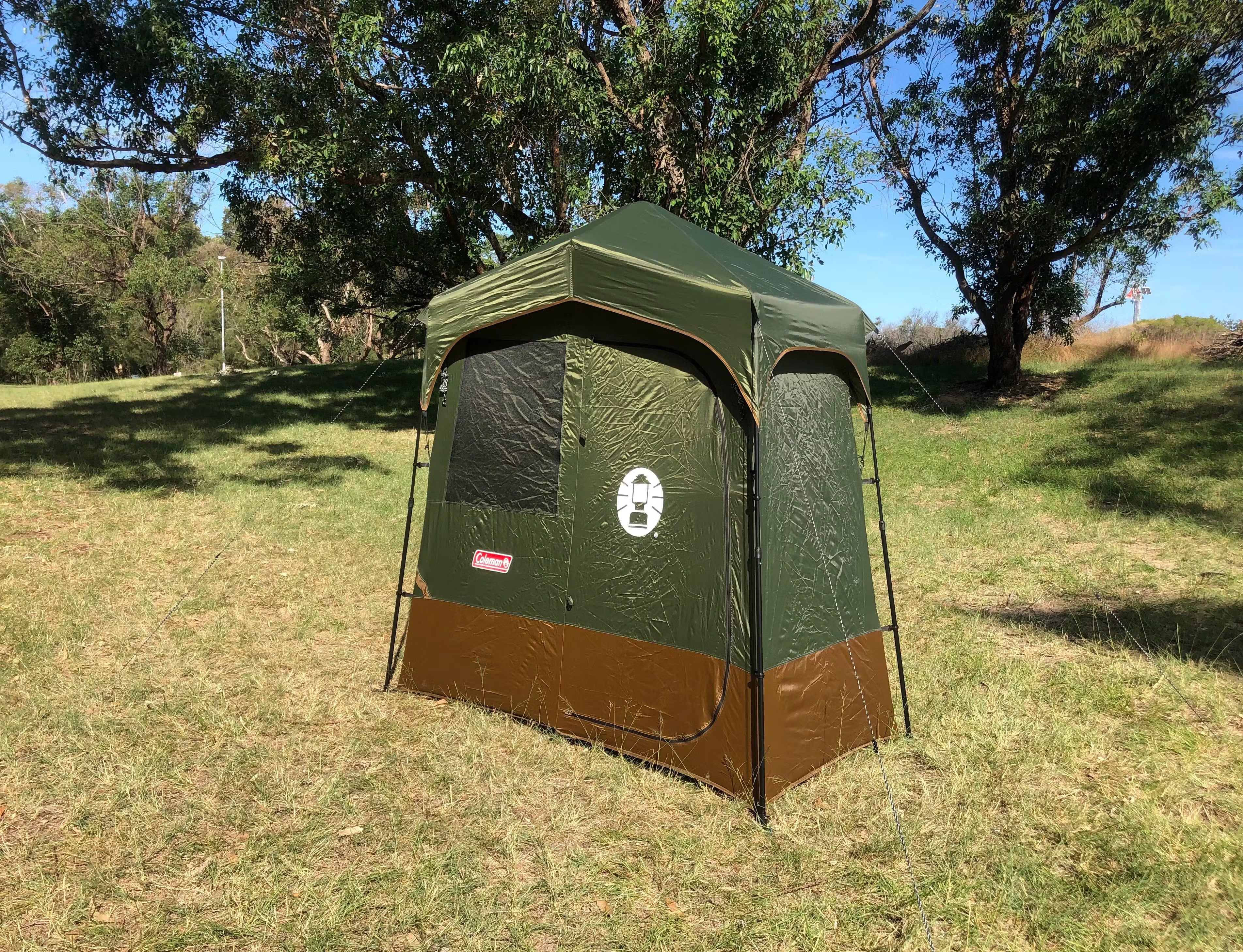 Coleman™ Instant Up Double Shower Ensuite Tent, Vented, Heavy Duty Floor, Storage Pockets, Silver Lined, Shower Hose Access Port