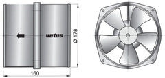 VETUS Extraction ventilator 24 V, Ø 178 mm (7") VENT178B4