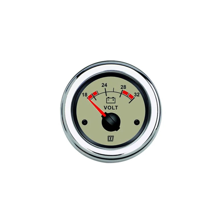 VETUS Voltmeter, cream, 24 V (20-32 V), cut-out size Ø 52 mm  VLT24N