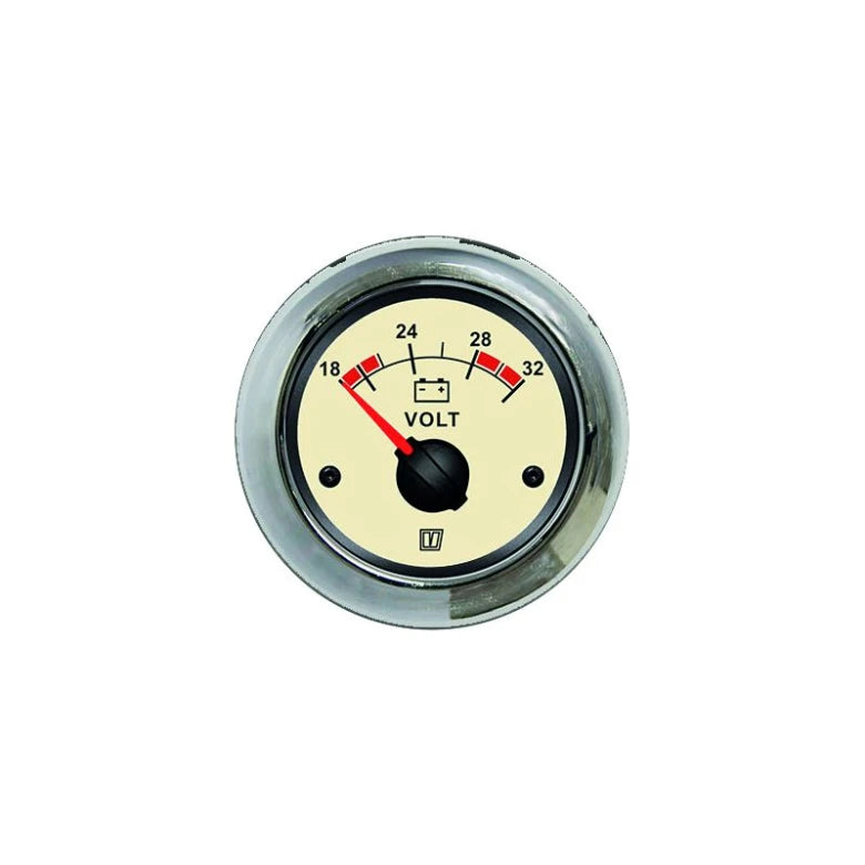 VETUS Voltmeter, cream, 24 V (20-32 V), cut-out size Ø 52 mm  VLT24N