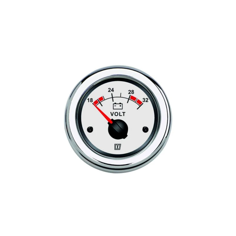 VETUS Voltmeter, white, 24 V (20-32 V), cut-out size Ø 52 mm  VLT24W