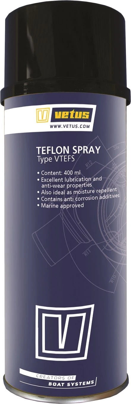VETUS VETUS Teflon Spray, used for cleaning, lubricating and protection against dirt and moisture, 400 ml VTEFS
