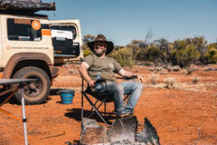 Karridale Foldable Camp Chair, High-Tensile Steel Frame, Drink Holder, Weight Rated 135kg, Carry Bag with Shoulder Strap