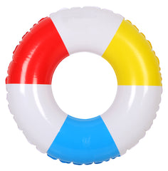 SWIM RING 80CM WHITE WITH RED BLUE YELLOW STRIPE