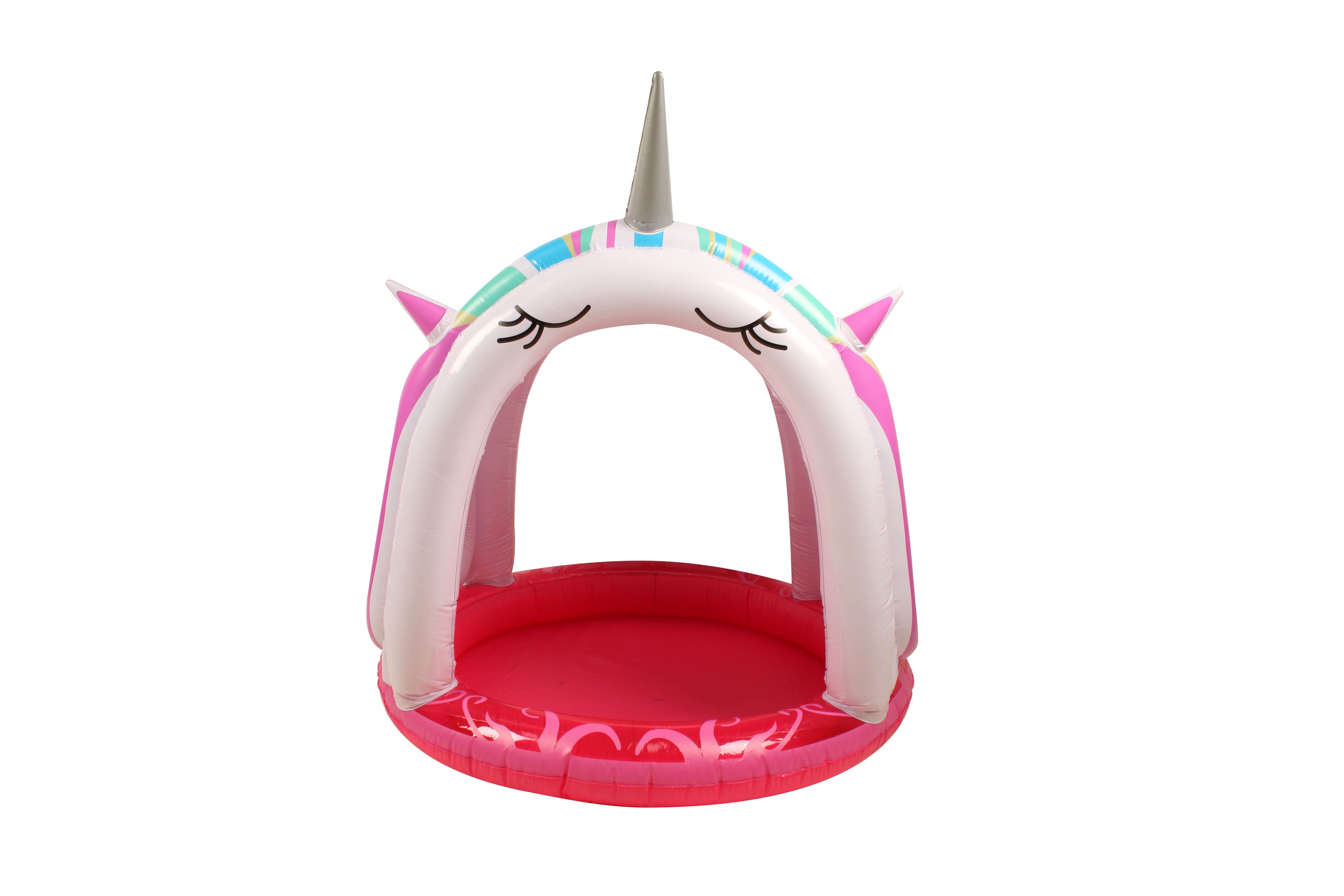 AirTime™ Inflatable Paddling Pool with Unicorn Canopy 15cm Depth 110x100x100cm - Age 2-6yrs