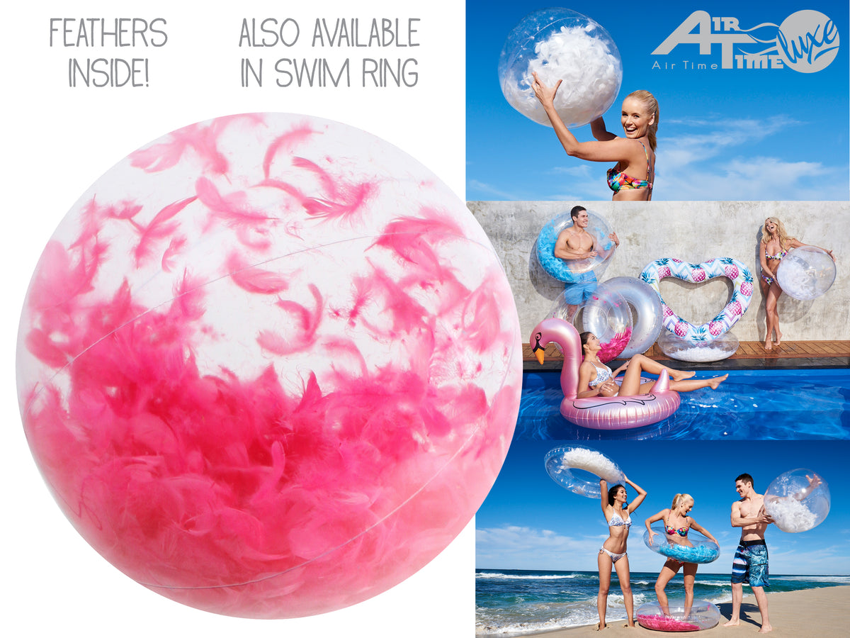 FEATHER BEACH BALL 60CM PINK