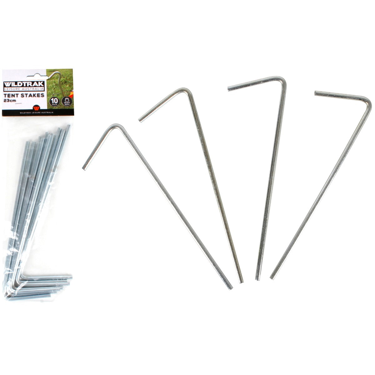 10 PACK 23CM STEEL TENT PEGS