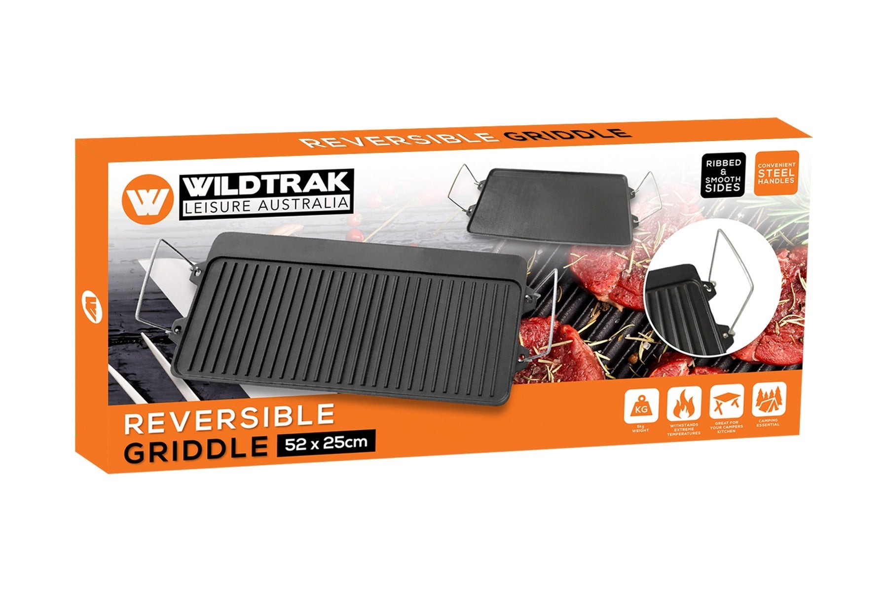 REVERSIBLE CAST IRON GRIDDLE FOR 3 BURNER STOVE