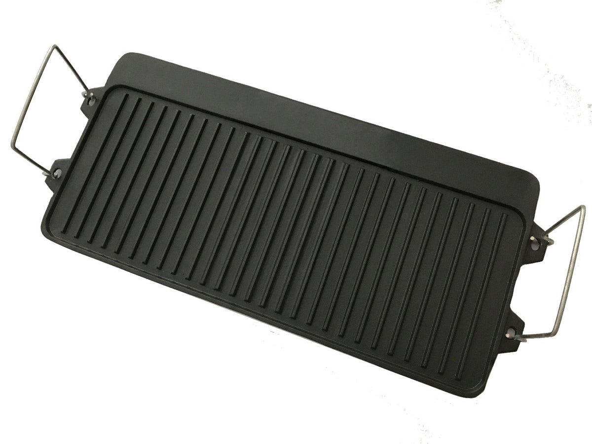 Wildtrak™ Pre-Seasoned Reversible Cast Iron Griddle with Handles for 2 Burner Stove 40cm