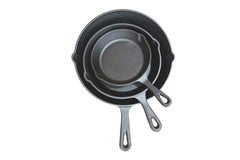 Wildtrak™ 3pc Pre-Seasoned Cast Iron Skillet Set with Pour Spout and Handles