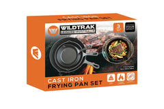 Wildtrak™ 3pc Pre-Seasoned Cast Iron Skillet Set with Pour Spout and Handles