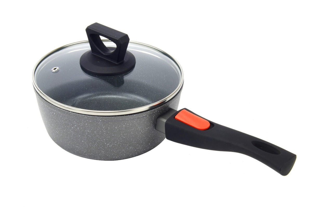 18CM NON STICK SAUCEPAN WITH DETACHABLE HANDLE AND LID