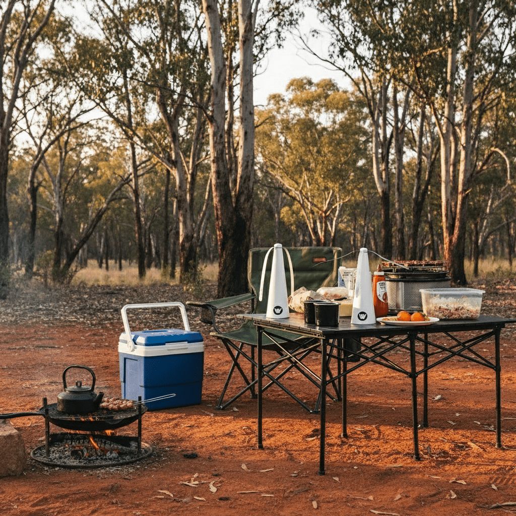 Fly Repeller Fan in Australian Outback - Compact Scale