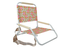 Good Vibes™ Foldable Beach Chair with Carry Strap, Lightweight & Portable, High Back, Powder Coated Frame - Retro Dot