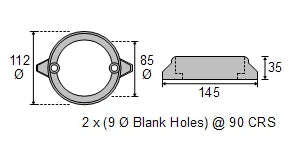 CDZ9-015 Volvo Penta Outdrive Ring Zinc Anode