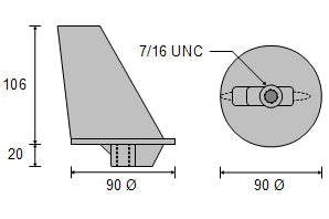 CDZ9-020 Mercury Tab Zinc Anode Long Leg