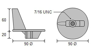 CDZ9-024 Mercury Racing Tab Zinc Anode