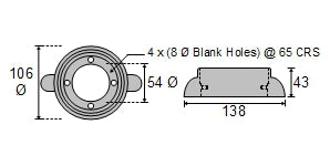 CDZ9-030 Volvo Penta Sail Drive Ring Zinc Anode