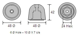 CDZ9-102 Side Power (Sleipner) Bow Thruster Zinc Anode