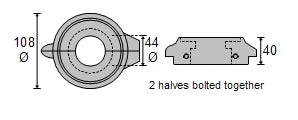 CDZ9-175 Volvo Penta Split Sail Drive Ring Zinc Anode
